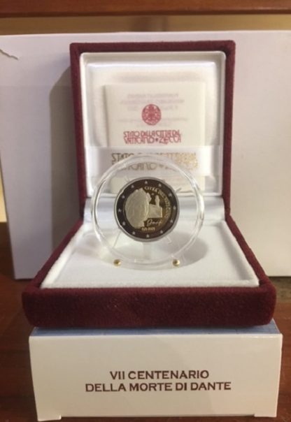 2021 Vaticano  -2 euro proof VII CENT. DELLA MORTE DI DANTE ALIGHIERI