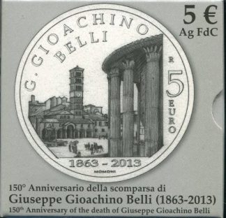 2013 - 5 € Ag Proof Italia  - Giuseppe Gioacchino Belli