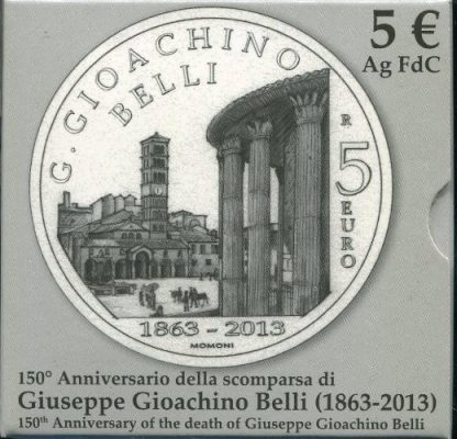 2013 - 5 € Ag Proof Italia  - Giuseppe Gioacchino Belli