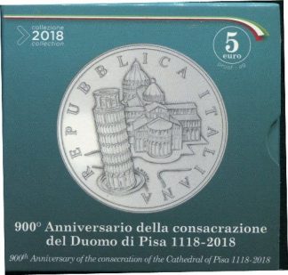 2018 - 5 € Ag Proof Italia  -500° consacrazione Duomo di Pisa