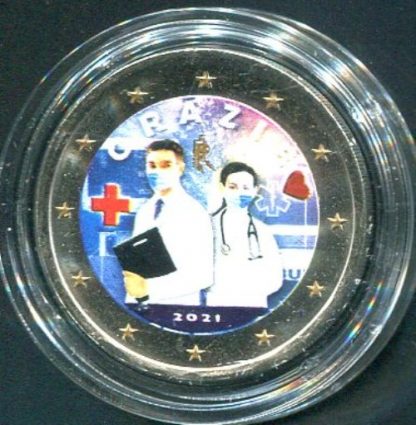 2021 Italia  2 euro colorato Professioni sanitarie - nuova versione