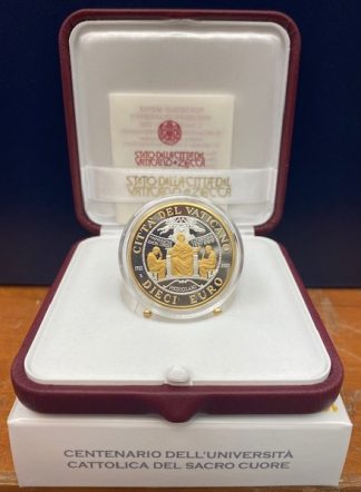 2021 - Vaticano 10€ in argento con oro-Cent. della Fondazione Università Cattolica del Sacro Cuore