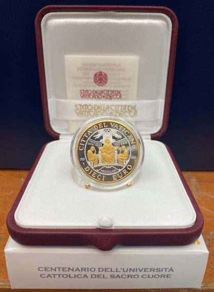 2021 - Vaticano 10€ in argento con oro-Cent. della Fondazione Università Cattolica del Sacro Cuore