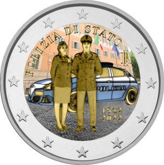2022 Italia  2 euro colorato Polizia di Stato