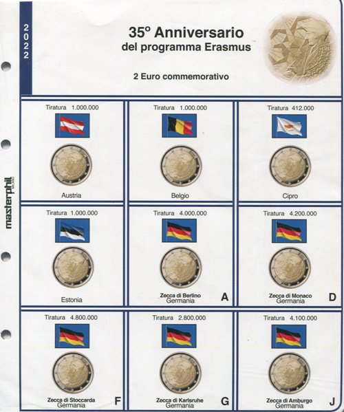 Germania dal 2004 al 2022 MasterPhil Aggiornamenti 2 Euro Commemorativi 
