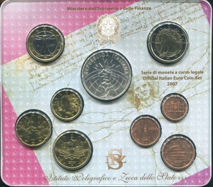 2007 Divisionale Euro Italia  - 8 Valori+Ag