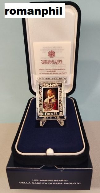 2022 Vaticano - 25 EURO IN ARGENTO COLORATA  125° Ann. nascita Paolo VI