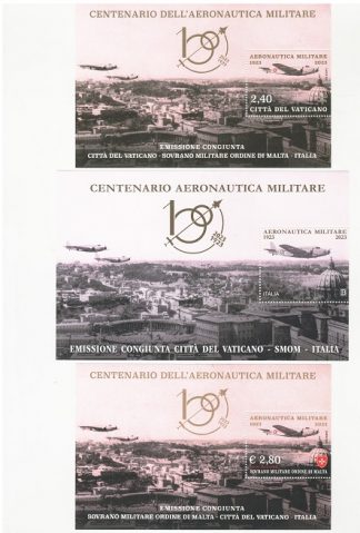Vaticano-SMOM-Italia Foglietti Centenario Aeronautica militare