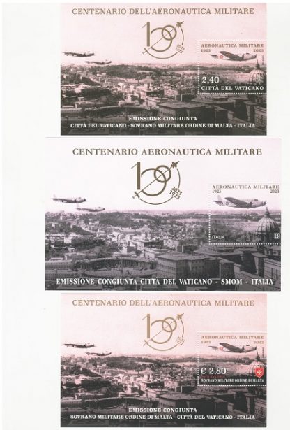 Vaticano-SMOM-Italia Foglietti Centenario Aeronautica militare