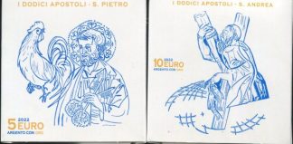 2022 -Vaticano 5+10 euro AG e AU- I dodici apostoli : S. Pietro e S. Andrea