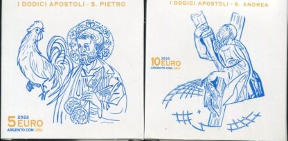 2022 -Vaticano 5+10 euro AG e AU- I dodici apostoli : S. Pietro e S. Andrea