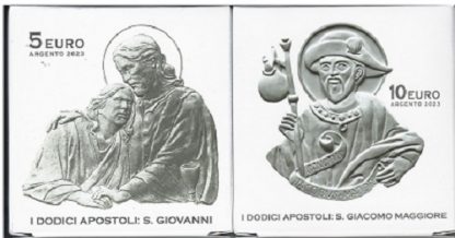 2023 Vaticano Monete 5+10 euro argento Vaticano S.Giovanni e S.Giacomo