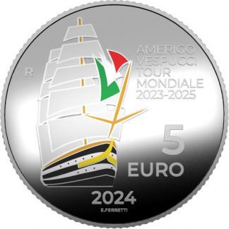 2024- Italia 5 euro Giro del mondo 2023-2025 della nave Amerigo Vespucci