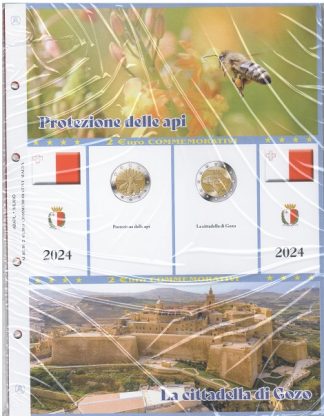 Foglio per 2 euro Malta 2024-Api e Cittadella di Gozo-Abafil