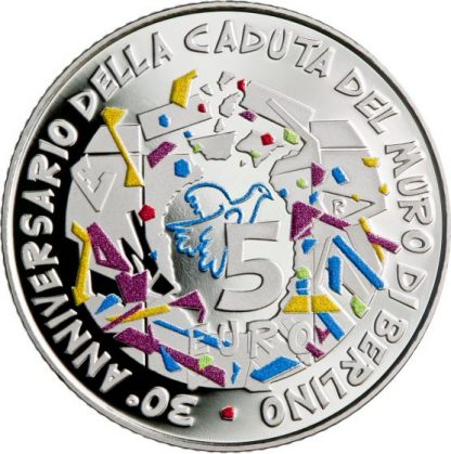 Offerta -2019 - 5 € Ag  Italia  - 30° Ann. della caduta del Muro di Berlino - immagine 2