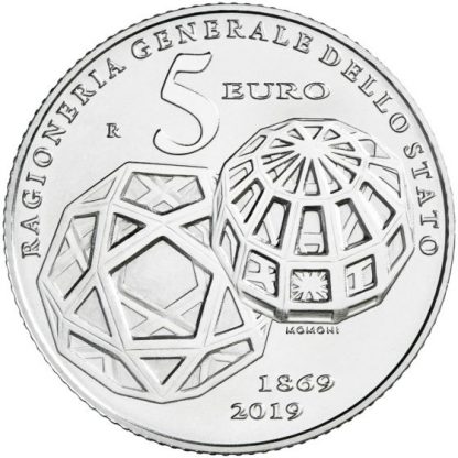 Offerta speciale-2019 - 5 € Ag proof  Italia  - 150° Ann.Fond.Ragioneria Gen.dello Stato - immagine 3