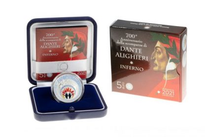 Offertissima-2021 Italia - 700° Ann. scomparsa Dante Alighieri 5 euro Argento -INFERNO - immagine 4