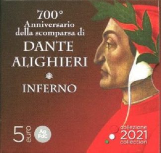 Offertissima-2021 Italia - 700° Ann. scomparsa Dante Alighieri 5 euro Argento -INFERNO