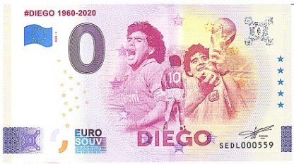 Banconota 0 euro souvenir-Diego 1960/2020