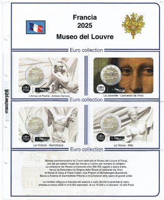 Novità 2025-Foglio per 2 EURO coincard Francia-Museo del Louvre - Masterphil
