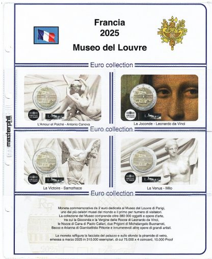 Novità 2025-Foglio per 2 EURO coincard Francia-Museo del Louvre - Masterphil