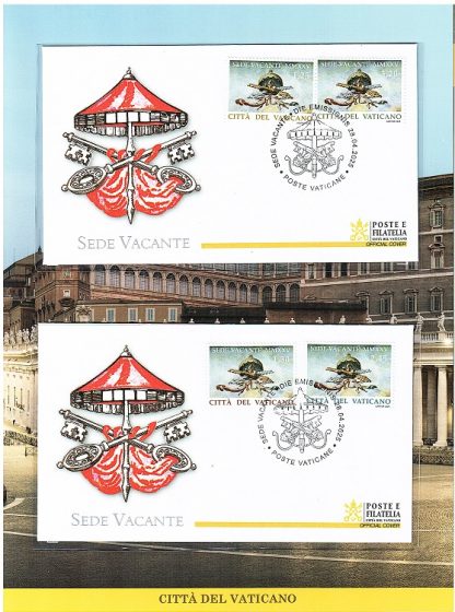 Vaticano 2025 - Folder 'Sede Vacante' con 2 buste primo giorno con annullo ufficiale - immagine 2