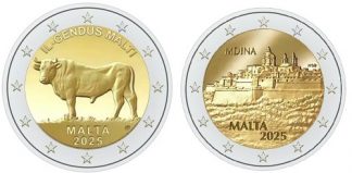 Novità 2025 Malta coppia 2 euro fior di conio - Bue e Città di Mdina