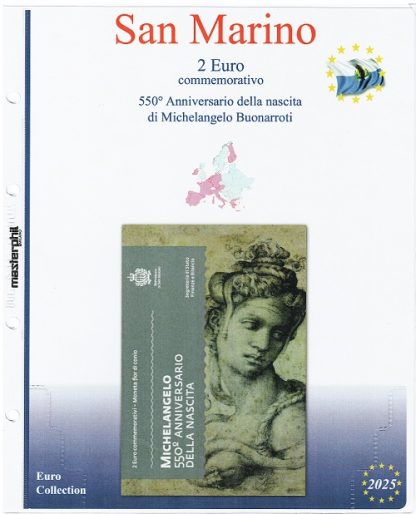 Novità Foglio per 2 euro San Marino 2025 - Michelangelo- Masterphil