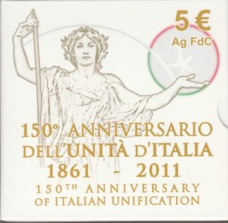 2011 - 5 € Ag FdC Italia  -150° Ann. Unità d'Italia