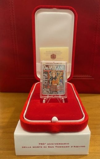 2024 Vaticano - 25 euro in argento colorata 750° Ann. morte San Tommaso D'Aquino