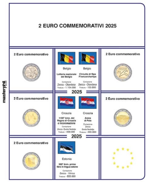 Novità 2025- Fogli PER 2 EURO COMMEMORATIVI 2025 - MASTERPHIL