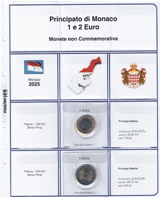 Top Offerta  2025 MONACO  - 1 e 2 euro ordinario nuova effige con inserto