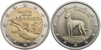 Ultima novità 2026 Malta coppia 2 euro fior di conio - Cane e la Valletta