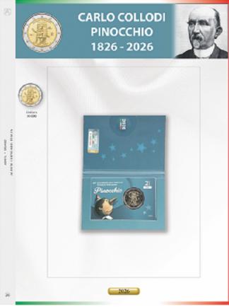 Top Novità Foglio per 2 Euro ITALIA 2026 in coincard ABAFIL -Pinocchio-