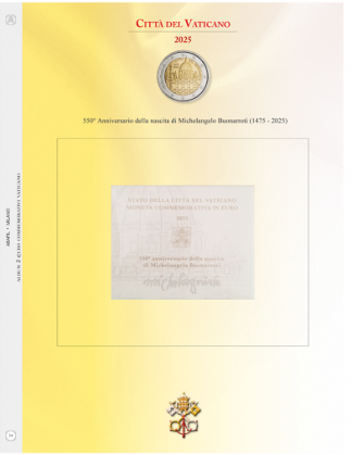 Foglio per 2 euro Vaticano 2025- Michelangelo (Abafil)