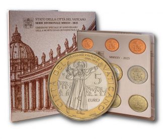 2025 Divisionale Vaticano con 5 euro bimetallico dedicato al 20° Ann. morte di San Giovanni Paolo II