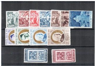 <b>1951 </b>(ANN.CPL.) Francobolli Vaticano - Pontificato di Pio XII
