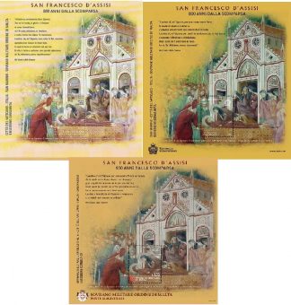 Ultimo arrivo!! !- 3 Foglietti Em.Congiunta 'San Francesco' Vaticano-San Marino-Smom