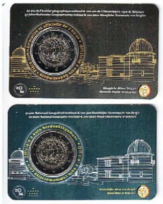 Ultimo arrivo!!! 2026 Belgio coincard '50° Ann.Istituto geografico e 200°Ann.Osservatorio Reale