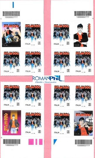 Ultimo arrivo!!! Italia 2026 4 quartine DYLAN DOG con 4 chiudilettera e codici a barre